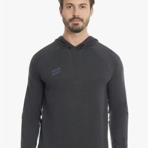 Hurley Men’s Long Sleeved Dark Gray Size L Logo Spandex Workout Athletic Hoodie